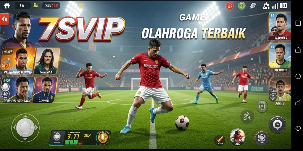 Tampilan gameplay menegangkan dari 7SVIP saat pertandingan olahraga berlangsung.