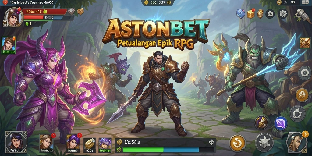Screenshot utama ASTONBET menampilkan aksi gameplay RPG yang mendebarkan.