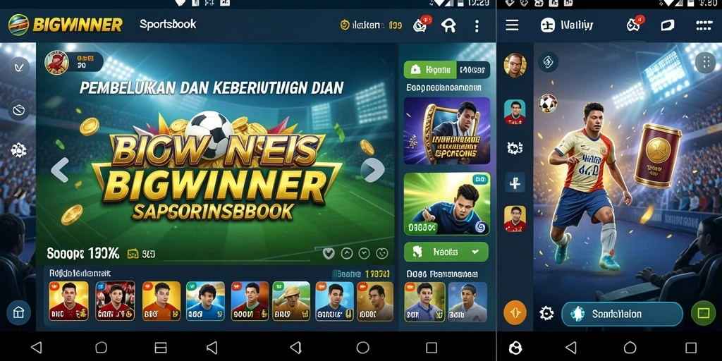 Tampilan menarik dari gameplay BIGWINNER yang menampilkan taruhan olahraga.