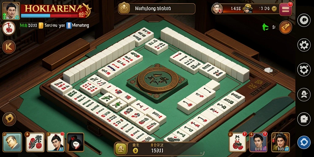 Tampilan gameplay HOKIARENA dengan berbagai ubin Mahjong.