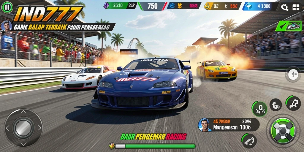 Tampilan gameplay balap yang seru dan mendebarkan di IND777.