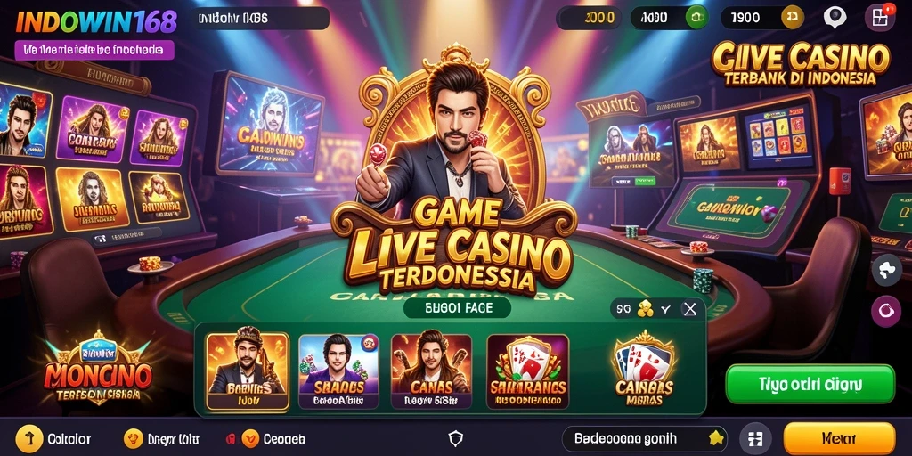 Screenshot gameplay Live Casino INDOWIN168 yang menampilkan dealer langsung.