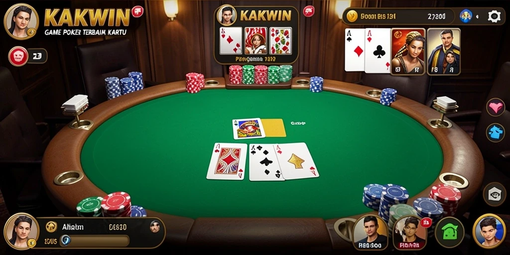 Screenshot gameplay KAKWIN dengan tampilan poker yang menawan.