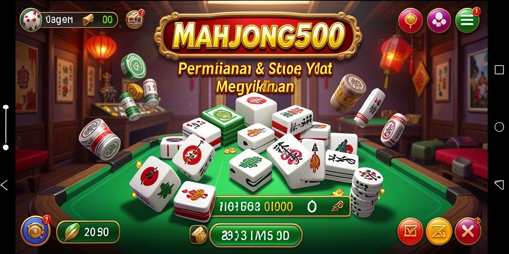 Screenshot gameplay menunjukkan suasana seru dari permainan Slot MAHJONG500.