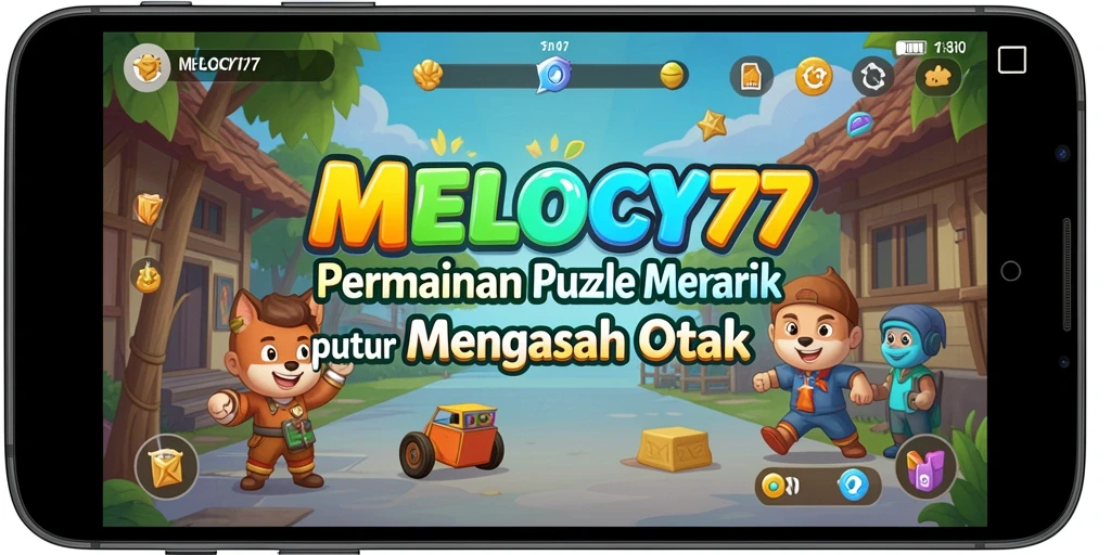Tampilan gameplay MELODY77 yang menantang dan colorful.