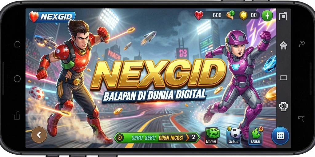 Gameplay NEXGID dengan aksi balap yang intens dan grafis memukau.