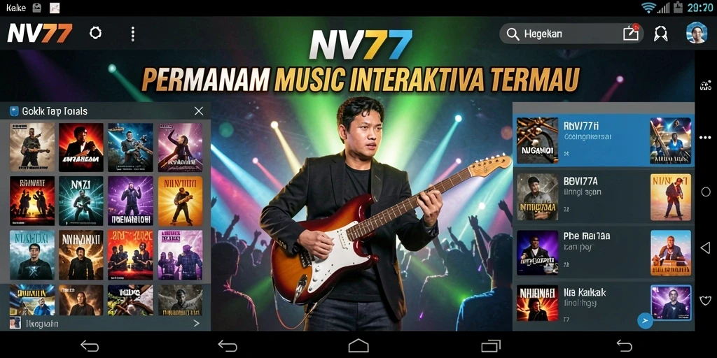 Tampilan gameplay interaktif NV77 yang penuh warna.