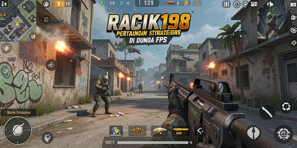 Tangkapan layar gameplay intens RACIK198 yang memperlihatkan aksi menembak.