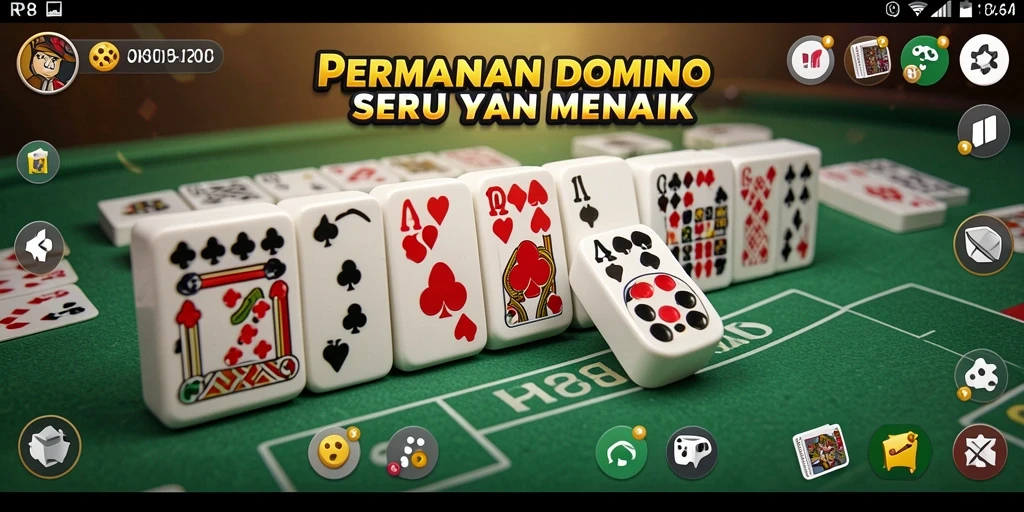 Tampilan gameplay RP8 dengan fitur domino yang menarik dan beragam.
