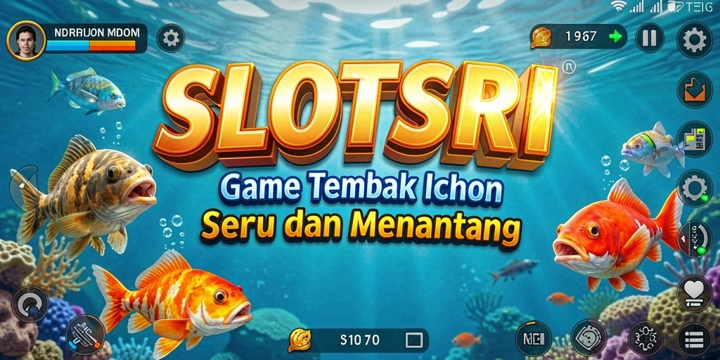 Screenshot gameplay SLOTSRI yang menunjukkan aksi menembak ikan.