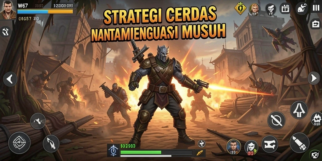Tampilan gameplay W67 dengan berbagai taktik strategis.