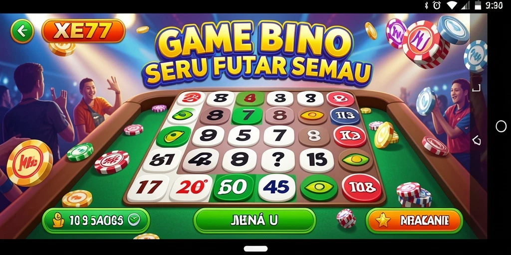 Tampilan gameplay Bingo yang menarik dan penuh warna di XE77.